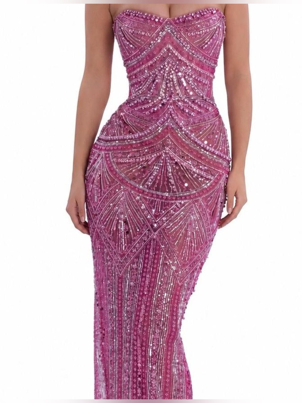 Albina dyla blush pink beaded strapless prom / formal dress